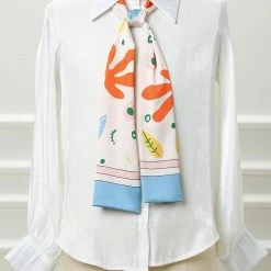 Allegra K Women Graffiti Polka Dot Stripe Scarf Neck Scarves Neckerchief Skinny Wrap Hairband