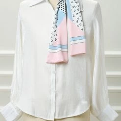 Allegra K Women Graffiti Polka Dot Stripe Scarf Neck Scarves Neckerchief Skinny Wrap Hairband