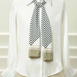 Allegra K Women Graffiti Polka Dot Stripe Scarf Neck Scarves Neckerchief Skinny Wrap Hairband