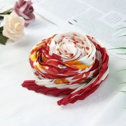 Allegra K Women Polka Dots Floral Pleated Rhombus Head Scarf Wraps Scarves Neckerchief