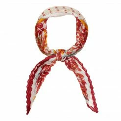 Allegra K Women Polka Dots Floral Pleated Rhombus Head Scarf Wraps Scarves Neckerchief