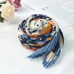 Allegra K Women Polka Dots Floral Pleated Rhombus Head Scarf Wraps Scarves Neckerchief