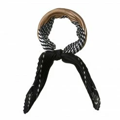 Allegra K Women Rhombus Pleated Scarf Contrast Color Stripe Heart Neck Scarves Neckerchief Accessories