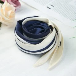 Allegra K Accessories Women Satin Rhombus Neck Scarf Stripe Print For Shirts Ponytail Neckerchief Bag Accessory For Summer Bandana