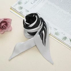 Allegra K Accessories Women Satin Rhombus Neck Scarf Stripe Print For Shirts Ponytail Neckerchief Bag Accessory For Summer Bandana