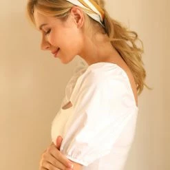 Allegra K Accessories Women Satin Rhombus Neck Scarf Stripe Print For Shirts Ponytail Neckerchief Bag Accessory For Summer Bandana