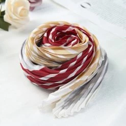 Allegra K Argyle Color Block Pleated Neck Scarf Neckerchief Bandana For Women Lady Accessories