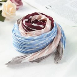 Allegra K Argyle Color Block Pleated Neck Scarf Neckerchief Bandana For Women Lady Accessories