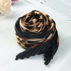 Allegra K Accessories Leopard Print Pleated Rhombus Scarf Neck Scarves Neckerchief For Women Lady