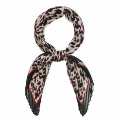 Allegra K Accessories Leopard Print Pleated Rhombus Scarf Neck Scarves Neckerchief For Women Lady