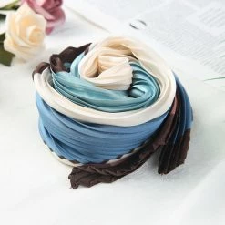 Allegra K Pleated Contrast Color Block Rhombus Neck Scarf Neckerchief Bandana For Women Accessories