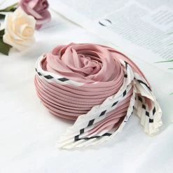 Allegra K Accessories Women Pleated Rhombus Rhombic Scarf Scarves Head Ribbon Bandana Solid Color