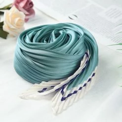 Allegra K Accessories Women Pleated Rhombus Rhombic Scarf Scarves Head Ribbon Bandana Solid Color