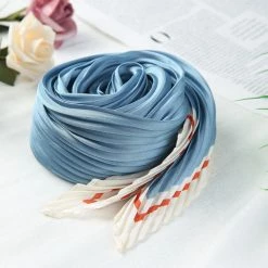 Allegra K Accessories Women Pleated Rhombus Rhombic Scarf Scarves Head Ribbon Bandana Solid Color