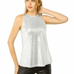 Allegra K Shiny Shimmer Tank Top