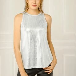 Allegra K Shiny Shimmer Tank Top