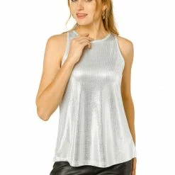 Allegra K Shiny Shimmer Tank Top