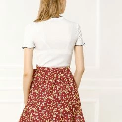 Allegra K Women's Ditsy Floral Print Faux Wrap High Waist Elastic Back Ruffle Hem A-Line Mini Short Skirts 30 Allegra K Women's Ditsy Floral Print Faux Wrap High Waist Elastic Back Ruffle Hem A-Line Mini Short Skirts