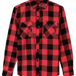 Allegra K C09 Men Long Sleeves Check Print Button Up Flannel Shirt