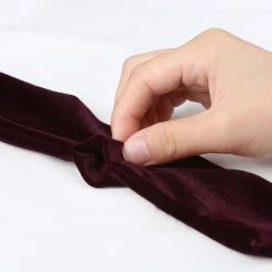 Allegra K Women Vintage Velvet Skinny Neck Scarves Solid Color Long Neckerchief Hairband Narrow Waistband