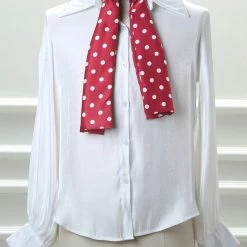 Allegra K Accessories Women Retro Polka Dot Skinny Scarf Neck Scarves Wrap Long Neckerchief Hair Tie