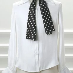 Allegra K Accessories Women Retro Polka Dot Skinny Scarf Neck Scarves Wrap Long Neckerchief Hair Tie