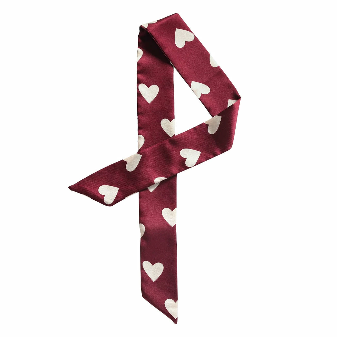 Allegra K Women Skinny Ribbon Neckerchief Heart Pattern Narrow Hair Wrist Scarf Headband Handbag Handle Wrap Accessories 4 Allegra K Women Skinny Ribbon Neckerchief Heart Pattern Narrow Hair Wrist Scarf Headband Handbag Handle Wrap Accessories