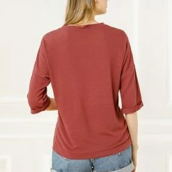 Allegra K Drop Shoulder 3/4 Sleeves Horse Print Loose Top 90 Allegra K Drop Shoulder 3/4 Sleeves Horse Print Loose Top