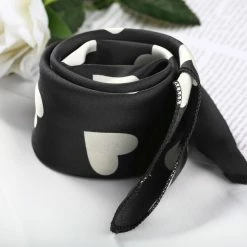 Allegra K 50cm Women Love Heart Small Square Scarves Kerchief Head Neck Scarf Neckerchief Accessories