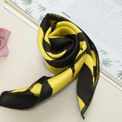 Allegra K 50cm Lightweight Zebra Stripe Pattern Square Neck Scarf Scarves Wrap Kerchief Neckerchief Bandana