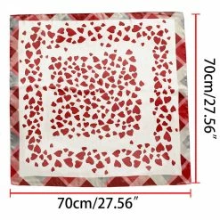 Allegra K 70cm Women Love Heart Printed Square Scarves Kerchief Head Neck Scarf Neckerchief