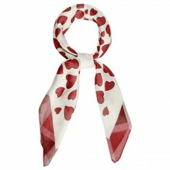 Allegra K 70cm Women Love Heart Printed Square Scarves Kerchief Head Neck Scarf Neckerchief
