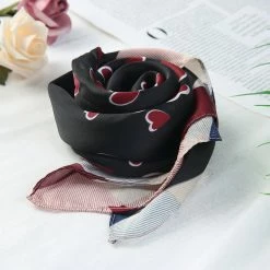 Allegra K 70cm Women Love Heart Printed Square Scarves Kerchief Head Neck Scarf Neckerchief