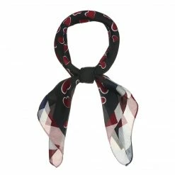 Allegra K 70cm Women Love Heart Printed Square Scarves Kerchief Head Neck Scarf Neckerchief