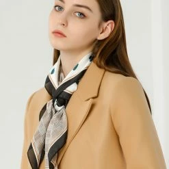 Allegra K 70cm Women Love Heart Printed Square Scarves Kerchief Head Neck Scarf Neckerchief