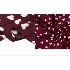 Allegra K 70cm Women Love Heart Printed Square Scarves Kerchief Head Neck Scarf Neckerchief