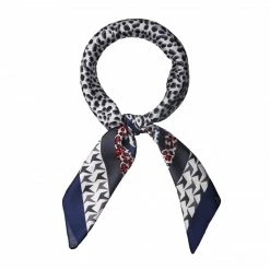 Allegra K 70cm Houndstooth Swallow Bird Leopard Print Square Scarf Kerchief Neckerchief Bandana