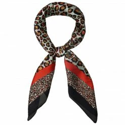 Allegra K Scarves & Shawls 70cm Animal Leopard Print Silk Like Square Scarves Kerchief Neck Head Scarf Neckerchief Bandana