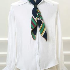 Allegra K 70cm Stripe Print Square Scarves Kerchief Neck Head Scarf Neckerchief Headband For Ladies