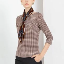 Allegra K 70cm Stripe Print Square Scarves Kerchief Neck Head Scarf Neckerchief Headband For Ladies