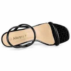 Allegra K Women's Opened Toe Ankle Strap Chunky Heeled Sandals