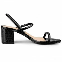 Allegra K Women's Opened Toe Ankle Strap Chunky Heeled Sandals