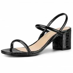 Allegra K Women's Opened Toe Ankle Strap Chunky Heeled Sandals