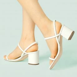 Allegra K Women's Opened Toe Ankle Strap Chunky Heeled Sandals