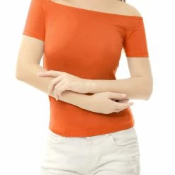 Allegra K Slim Fit Short Sleeves Off The Shoulder Cropped Top Clothing 141 Allegra K Slim Fit Short Sleeves Off The Shoulder Cropped Top Clothing