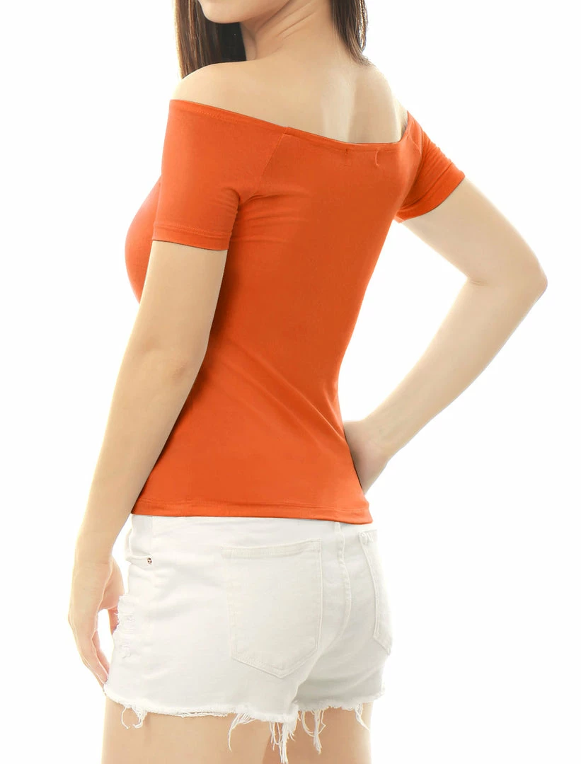 Allegra K Slim Fit Short Sleeves Off The Shoulder Cropped Top Clothing 66 Allegra K Slim Fit Short Sleeves Off The Shoulder Cropped Top Clothing