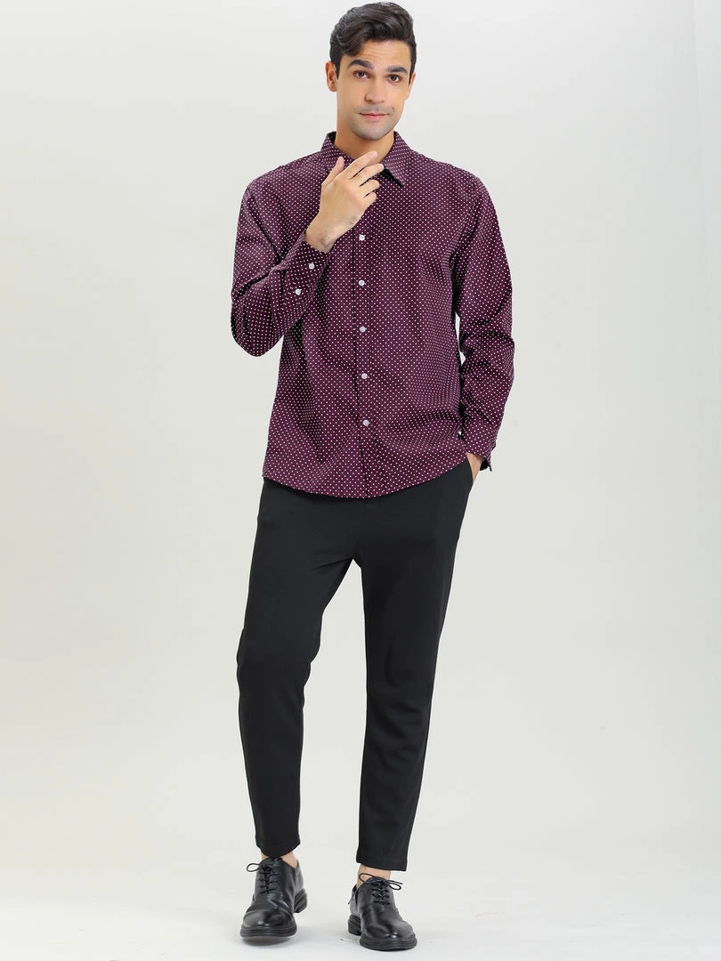Allegra K Men's Shirts Long Sleeve Polka Dots Prints Slim Fit Button Up Casual Shirt 22 Allegra K Men's Shirts Long Sleeve Polka Dots Prints Slim Fit Button Up Casual Shirt