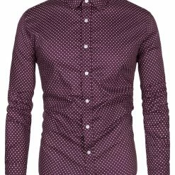 Allegra K Men's Shirts Long Sleeve Polka Dots Prints Slim Fit Button Up Casual Shirt 81 Allegra K Men's Shirts Long Sleeve Polka Dots Prints Slim Fit Button Up Casual Shirt