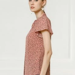 Women Allegra K Dot Print Ruffle Sleeve Button Up Top 61 Women Allegra K Dot Print Ruffle Sleeve Button Up Top