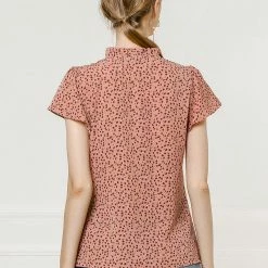 Women Allegra K Dot Print Ruffle Sleeve Button Up Top 62 Women Allegra K Dot Print Ruffle Sleeve Button Up Top